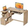 HOMCOM Scrivania ad Angolo a L con Cassetto Tastiera 120x100cm Naturale | 4 Scomparti Aperti, Scrivania per Computer, Studio, Lavoro, Camera da Letto, Casa