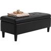 HOMCOM Cassapanca 136L Pouf Contenitore Poggiapiedi Grande, 2 Posti, Nero | 110x41x42cm, Seduta Imbottita, Panca Contenitore Finta Pelle adatta a Animali Domestici, Struttura in Legno, 150kg, Soggiorno