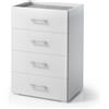 Kiamami Valentina - Cassettiera multiuso 60cm 4 cassetti bianco con vassoio cemento