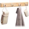 Relaxdays Ganci Appendiabiti Metallo e bambù Naturale, Attaccapanni a Muro, Portasciugamani, 4 Ganci, 6x48,5x5cm, Beige