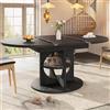 Lexiou Tavolo da pranzo allungabile con vano portaoggetti, 110-150 cm, portata fino a 60 kg, da rotondo a ovale, nero