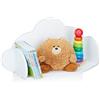 Relaxdays Mensola da Parete a Nuvola, Scaffale Pensile per Cameretta Bambini, MDF, Deco, HxLxP 31,5 x 60 x 21 cm, Bianco