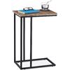 Relaxdays Tavolino da Divano, Design Industrial, Tavolo a Forma di C Metallo e MDF, HLP 66x46x30 cm, Grigio Marrone Nero