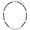 bySantana Collana Diaspro Sedimento Marino Blu Donna Perle Bianche Perline Stile Boho | Longueur Réglable, Couleur Éclatante, Empilable, Acciaio Inossidabile Ton Doré, Pierre Naturelle, Boîte Cadeau Incluse