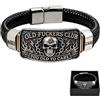 YOMOZEM Old Club - Bracciale da uomo, stile vintage, con teschio e fiamma | Too Old To Care - Braccialetto gotico per motociclisti, regalo divertente per uomini, motociclisti e amanti dei motociclisti