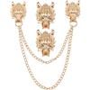 GORGECRAFT 2 pz Testa di Lupo Spilla A Catena Lunga Spilla Da Bavero per Uomo Collare Catena Nappa Spilla Spille Cappotto Vestito Decorazione Accessori Marito Artigianato(Oro)
