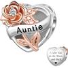 ZakiaHo Ciondoli a forma di cuore con scritta Mum Daughter Sister Nana Auntie Grandma Best Friend per braccialetti con fiori di rosa, regalo di compleanno per donne, compatibile con braccialetti
