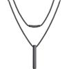 FaithHeart Collana a Barretta in Acciaio Inox, Catena a Serpente Regolabile 40-60cm, Design Minimal Unisex, Antiallergica e Impermeabile, Argento, Oro, Nero