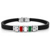 amorili Bracciale Bandiera Italiana Uomo Tricolore in Acciaio Inox, Smalti e Caucciù, Gioiello Patriottico Italia, Idea Regalo per Lui