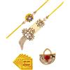 Amelia Golden Rakhi Set per fratello | Realizzato con pietre e perline, Eine Grösse, Thread
