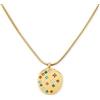 SINGULARU - Collana Bling - Collana in acciaio o acciaio con finitura in bagno in oro 18 kt e zirconi bianchi o multicolore - Collana con medaglione - Gioielli da donna