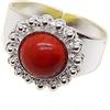 Generico Coralli di Sardegna Anello Corallo Rosso 8mm Filigrana Sarda Pallini Argento Fascia Aperta