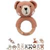 wunderwunsch® - Massaggiagengive personalizzato per bambini - Simpatico manico per bambini a partire da 0 mesi - sonaglio con nome come regalo per bambini per ragazze e ragazzi (orso, senza nome)