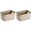 SUNWARE perfectly organised Sunware Sigma Home scatola portaoggetti 13L beige - 35x24.6x18.3cm - contenitore organizer impilabile - scatola plastica casa (Confezione da 2)