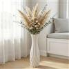 TDIAVH Vaso grande da pavimento in ceramica, alto 45 cm, bianco, moderno vaso per fiori per ufficio, casa, fattoria, soggiorno, design semplice origami, vaso decorativo autunnale in porcellana per