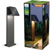 Philips Lighting Palo da terra solare, Nero | Luce bianca calda 2.700 K, Doppia luminosità, Funzion. crepuscolare, 400 lm, 3,6 W, Per esterni (IP44), 128 x 142 x 463 mm
