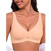 Bresdk Reggiseno Senza Ferretto Scollo V Profondo Gel Supporto | Struttura senza ferretto con supporto morbido in gel. Tessuto seamless tagliato a laser, coppe estraibili e ganci extra