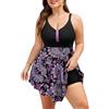 Vijamiy Costume Intero Donna Taglie Forti Costume da Bagno Sexy Scollo A V Push Up Costumi Donna Mare Gonna da Bagno con Pantaloncini Swimsuit Skirt Beachwear L-4XL