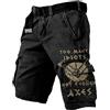 RUMAOZIA Pantaloncini da lavoro vichinghi da uomo, con stampa 3D, mito nordico, casual, cargo, mitologia, pantaloni leggeri, da lavoro, all'aperto, da spiaggia, da allenamento, da spiaggia