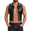 Ausing Maglietta da uomo in ecopelle, slim fit, con bottoni, per feste, danza, rave, discoteca, Halloween, taglie S-3XL