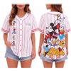 Disney Maglia da baseball da donna - Mickey Mouse Saetta McQueen Marie, Lilo e Stitch, camicia da baseball da donna (taglie: S-XL)