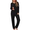 Lovasy Pigiama Invernale Donna Maniche Lunghe Set Pigiama Leggero | con Scollo a V Pigiami in Pile Caldo