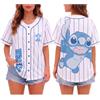 Disney Maglia da baseball da donna - Mickey Mouse Saetta McQueen Marie, Lilo e Stitch, camicia da baseball da donna (taglie: S-XL)