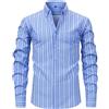 RUMAOZIA Camicia da uomo con colletto alto, colore bianco, a righe, non necessita di stiratura