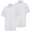 Trutex Basics 2 Pack White Short Sleeve School Shirts - Boys (3-16+ Years) Slim Fit, Easy Iron, Button Down - Genuine School Uniform