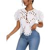 Generic Top in pizzo estivo da donna con volant a maniche corte a campana top da spiaggia all'uncinetto top 2026 scava fuori abbottonatura floreale camicette