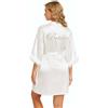 DQSSYTTX Cappotto da sposa con piuma Kimono di raso bianco con ricamo da sposa sul retro Taglia unica cappotto da sposa per la sposa
