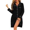 Lovasy Camicia da Notte Cotone Donna Maniche Lunghe Abito da Notte Inverno | Calda Bottoni Davanti con Scollo a V Classico Pigiama Vestaglia Allattamento con Tasche