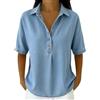 Generic Blusa di Jeans Donna,Collo Classico,Manga Corta Mezza Chiusura Tunica | Lavoro Quotidiano Look Eleganti Casual | Morbida Lavata vestibilità Ampia Confortevole