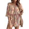 Canli4Y Tuta corta da donna con spalle scoperte, casual, boho, con motivo cachemire, elegante e festivo, per l'estate e le vacanze