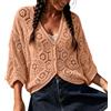 Generisch Bolero da donna con maniche a 3/4, scialle alle ascelle, cardigan estivo con motivo all'uncinetto, giacca a rete corta davanti con abbottonatura, elegante giacca a spalla trasparente
