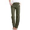 Yuson Girl Yuson Donna Pantaloni Tinta Unita Casual con Coulisse Pants in Cotone e Lino con Tasche