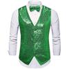 RUMAOZIA Giubbotto da uomo con glitter e papillon, senza maniche, con scollo a V, blazer con paillettes, giacca da uomo lucida, costume da carnevale per matrimoni e feste