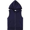 Spring&Gege Canotta da ragazzo con cerniera senza maniche con cappuccio e tasche
