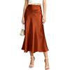 Neteson Gonna Donna Lunga Vita Alta Raso Midi Gonna Lavoro Elegante Casual | Linea ad A con Zip Skirt per Festa Ufficio Matrimonio