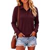 Wayleb Maglia Donna Polo a Costine Manica Lunga Casual Felpa Top Leggero | Bottoni frontali, spalle scese, orlo con spacchi laterali, tempo libero