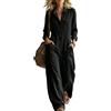 uxxnjfg Salopette Donna Completo Scollo a V Jumpsuit Elegante Tute Completi Casual | Con Tasca, Lunga, Tuta Intera Donna Estiva, Tempo Libero, Scollo a V, Vita Alta, Maniche Lunghe, Autunno