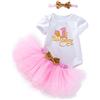 UUAISSO Neonate Il Mio 1° Compleanno Abiti Manica Corta Torta Smash Gonna Paillettes Tutu Abito da Principessa Set di Abbigliamento