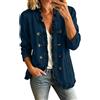 Generico Giacche di Jeans da Donna Giacca con Volant Elegante Giubbino Maniche Lunghe Cardigan in Denim Casual Classico Giubbotto per le Mezze Stagioni Tinta Unita Giacca Autunnale Colletto a Volant
