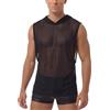 FEOYA Canottiera da uomo in rete trasparente, sexy, con cappuccio, per sport, fitness, palestra, abbigliamento da notte, abbigliamento da discoteca, canotte
