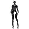 YIYELIY Tuta in pelle da Donna Sexy Bodysuit Unipezzo Maniche lunghe Body Jumpsuit Lattice Leotard Tutine e Body