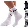 Fila 6 PAIA CALZE TENNIS, CALZINI SPORTIVI IN SPUGNA, UOMO DONNA RAGAZZI, TAGLIE DALLA 36 ALLA 46, COLORE NERO BIANCO GRIGIO
