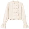 PAXAS Camicette da donna primaverili doppiopetto da ufficio da donna sciolte alla moda dolce vintage eleganti camicie casual a maniche lunghe con scollo a o-bianco, taglia unica