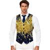 RUMAOZIA Costume da carnevale da uomo, slim fit, giubbotto da uomo, senza maniche, con scollo a V, blazer, giacca lucida da uomo, costume da carnevale per matrimoni, feste, glitter