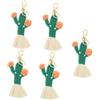 HEMOTON 5 Pezzi Portachiavi in macramè Fatto A Mano Con Cactus Accessorio Per Borsa Ciondolo Chiave Stile Boho