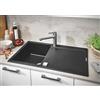 GROHE K500 Lavello da cucina in quarzo composito nero granite, 1 vasca 347 x 440 x 200 mm, Dimensioni standard 86 x 50 cm e rubinetto da cucina GROHE Get Supersteel Dimensioni 20 cm